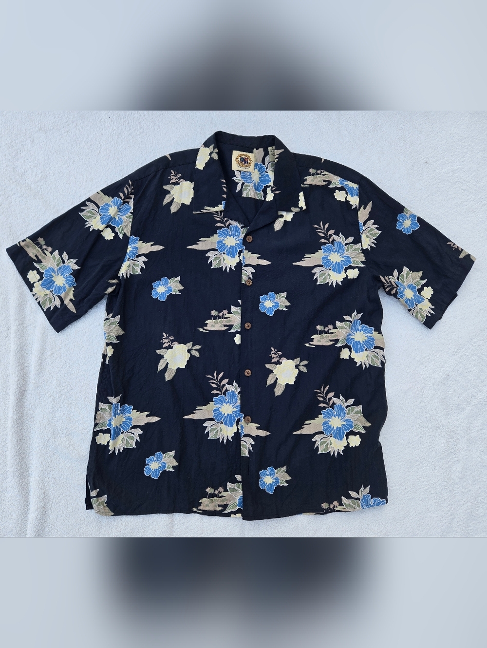 Pusser's West Indies Mens Silk Cotton Blend Hawaiian Shirt Sz L